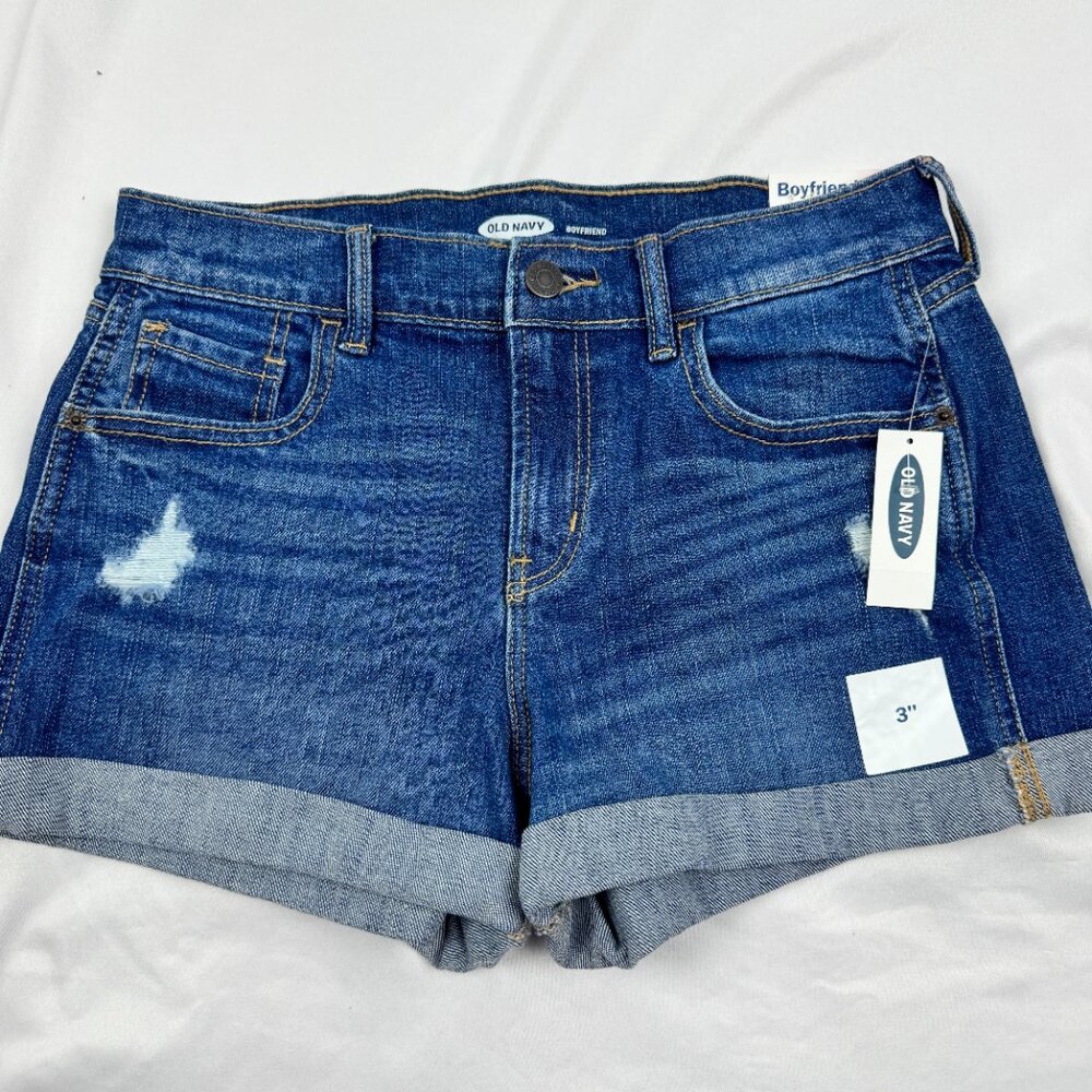 Old Navy Cuffed Denim Boyfriend Mid Rise Jeans Shorts Women’s Size 2 NWT